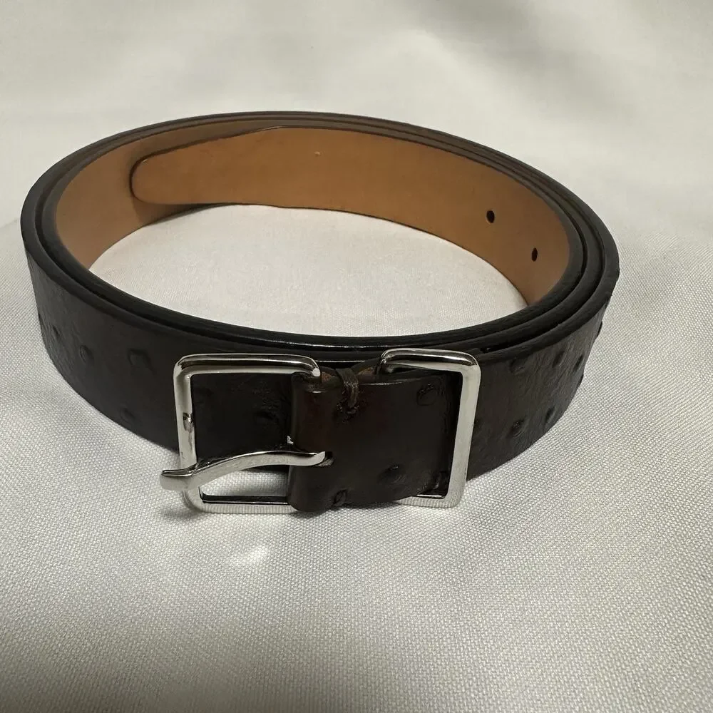 Dsquared2 Women’s Belt Ostrich Leather Brown Size MD Made In Italy
